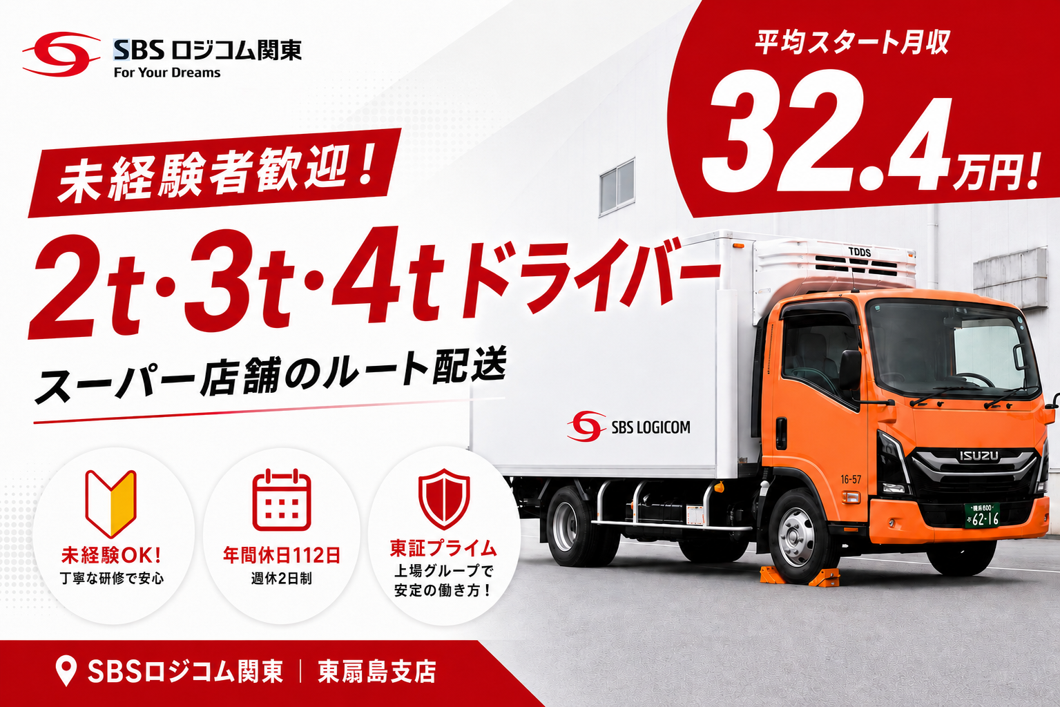 SBSロジコム関東株式会社 東扇島支店の正社員 小型トラックドライバー 中型トラックドライバー求人イメージ
