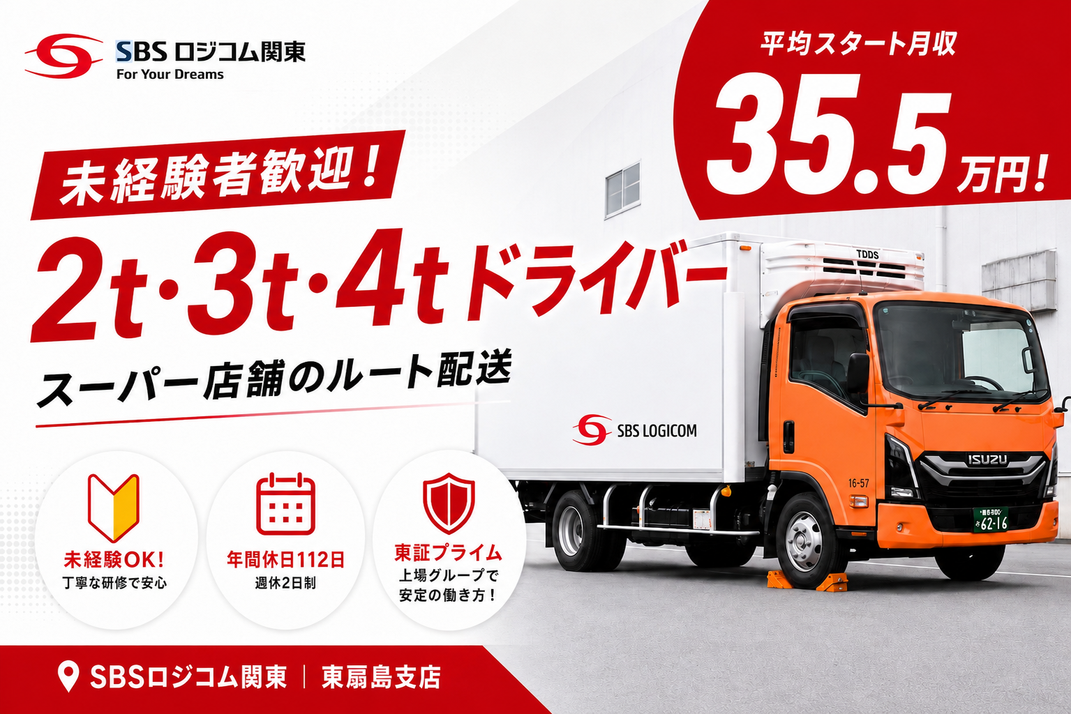 SBSロジコム関東株式会社 東扇島支店の正社員 小型トラックドライバー 中型トラックドライバー求人イメージ