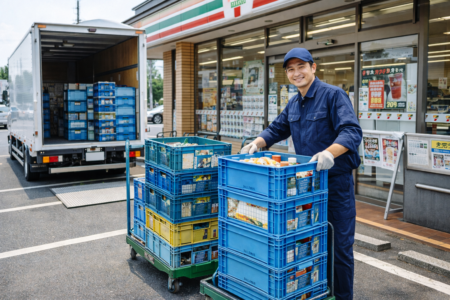 ルート配送（コンビニに商品を納品するトラックドライバー）